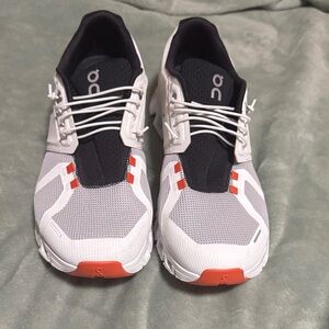On Running Men's Athletic Shoes in White, Black, and Orange